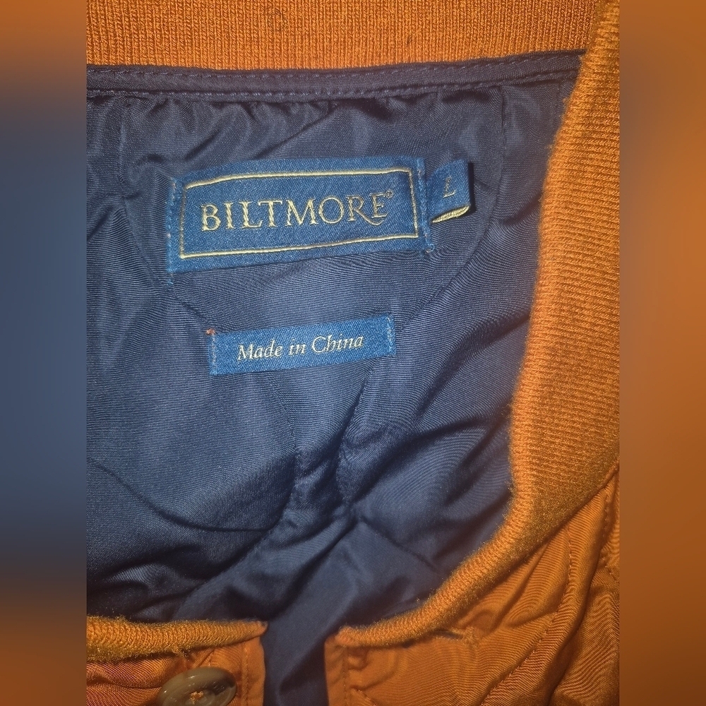 Men's Orange Quilted Vest with Blue Lining - Picture 5 of 9